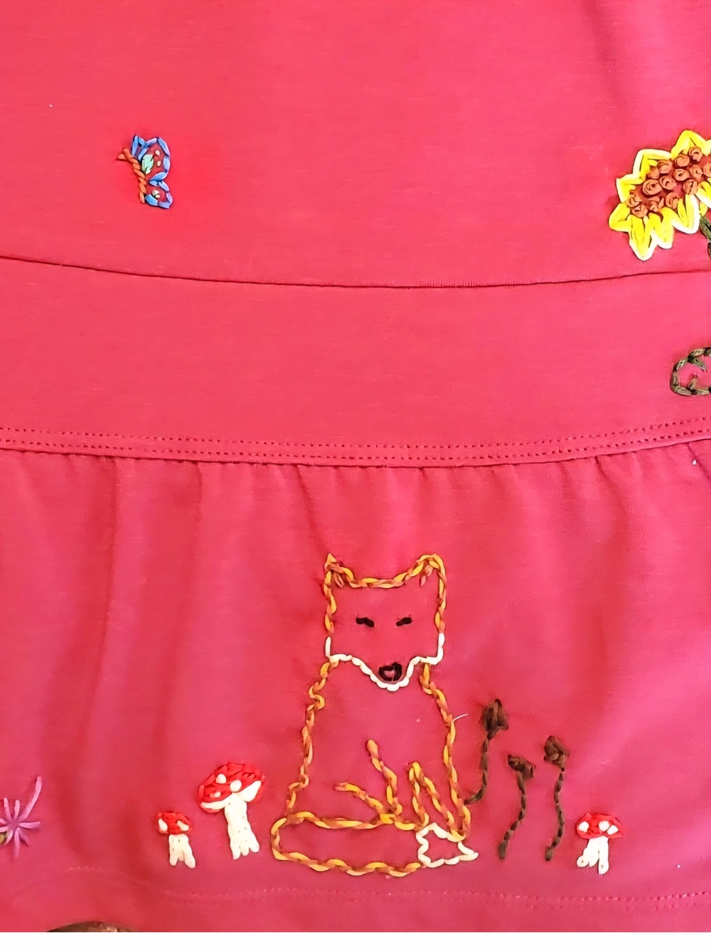 Womens Small Prana Hand Embroidered Fox Dress Athletic Casual